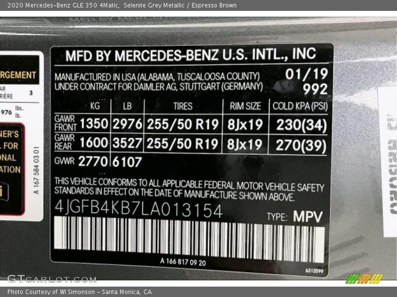 Selenite Grey Metallic / Espresso Brown 2020 Mercedes-Benz GLE 350 4Matic