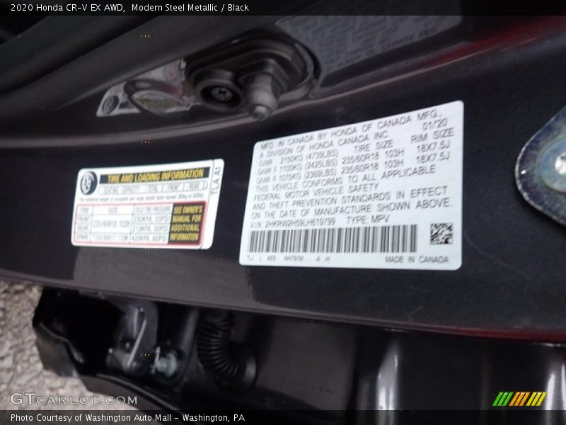 Modern Steel Metallic / Black 2020 Honda CR-V EX AWD