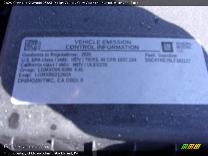 Summit White / Jet Black 2020 Chevrolet Silverado 2500HD High Country Crew Cab 4x4