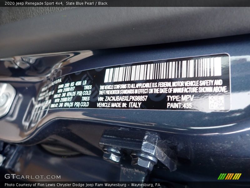 Slate Blue Pearl / Black 2020 Jeep Renegade Sport 4x4