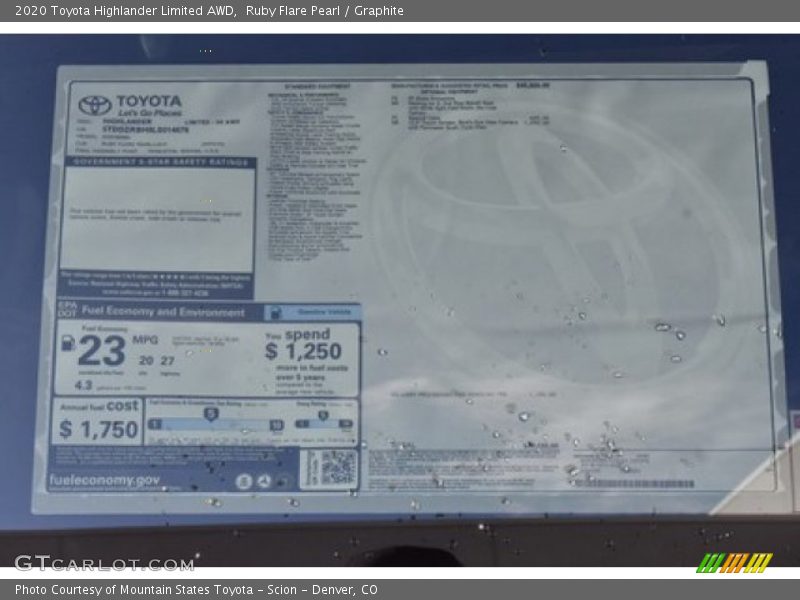 Ruby Flare Pearl / Graphite 2020 Toyota Highlander Limited AWD