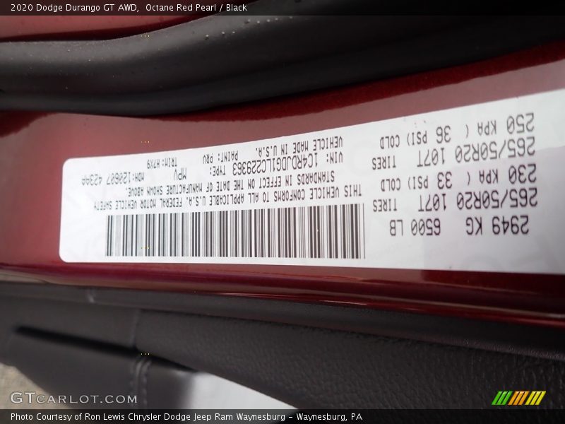 Octane Red Pearl / Black 2020 Dodge Durango GT AWD