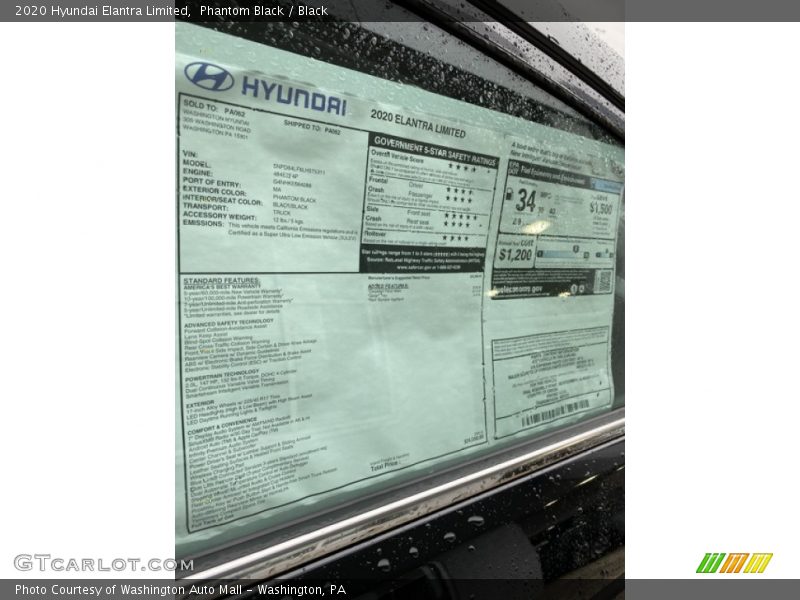 Phantom Black / Black 2020 Hyundai Elantra Limited