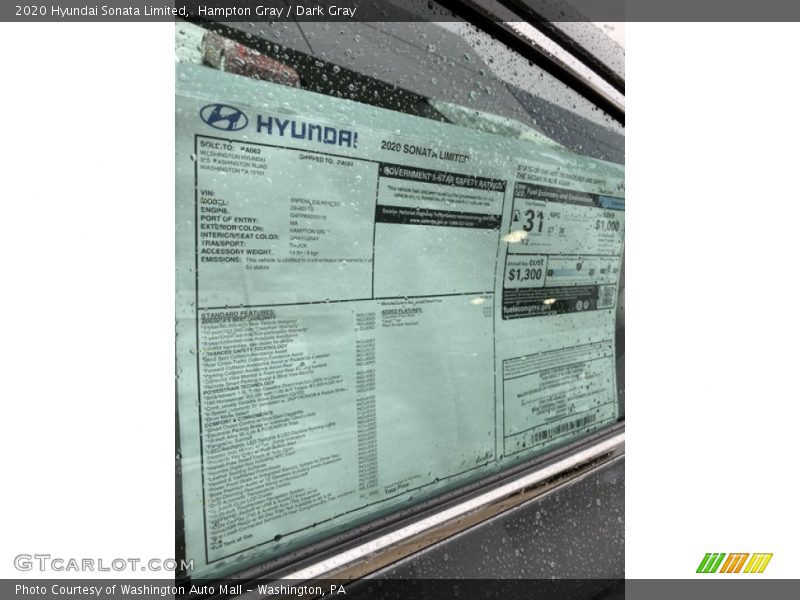 Hampton Gray / Dark Gray 2020 Hyundai Sonata Limited