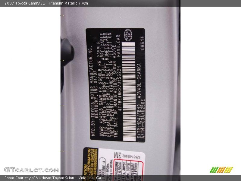 Titanium Metallic / Ash 2007 Toyota Camry SE