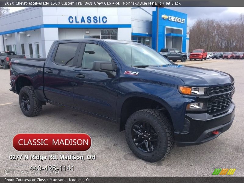 Northsky Blue Metallic / Jet Black 2020 Chevrolet Silverado 1500 Custom Trail Boss Crew Cab 4x4