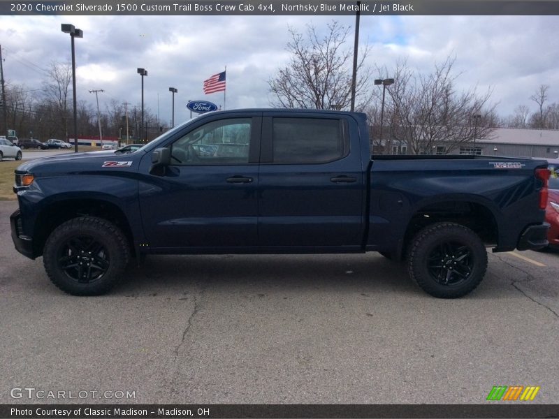 Northsky Blue Metallic / Jet Black 2020 Chevrolet Silverado 1500 Custom Trail Boss Crew Cab 4x4