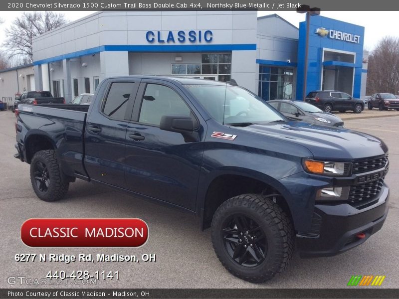 Northsky Blue Metallic / Jet Black 2020 Chevrolet Silverado 1500 Custom Trail Boss Double Cab 4x4