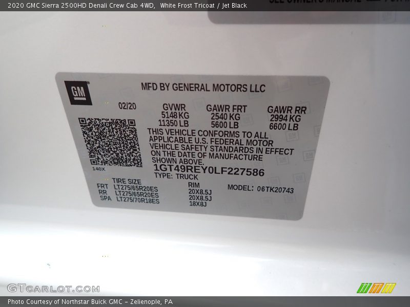 White Frost Tricoat / Jet Black 2020 GMC Sierra 2500HD Denali Crew Cab 4WD