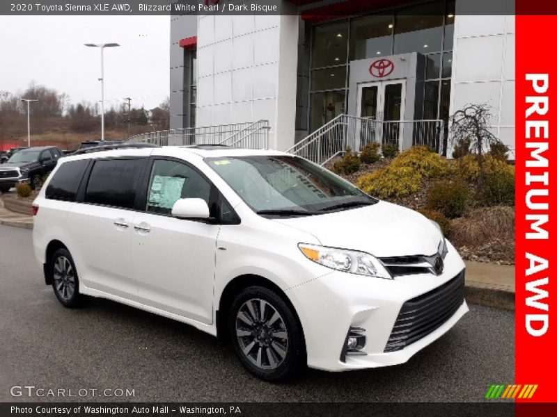 Blizzard White Pearl / Dark Bisque 2020 Toyota Sienna XLE AWD