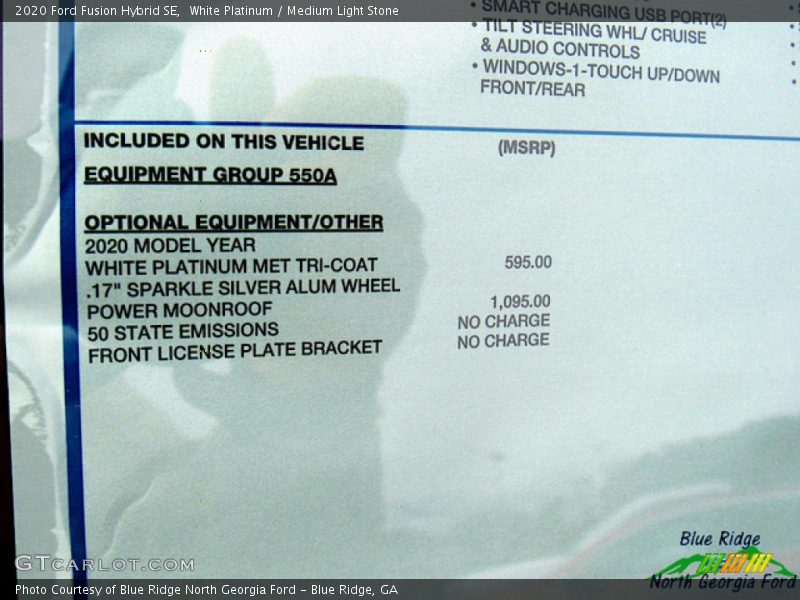 White Platinum / Medium Light Stone 2020 Ford Fusion Hybrid SE