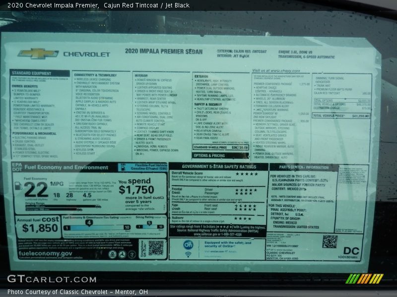 Cajun Red Tintcoat / Jet Black 2020 Chevrolet Impala Premier