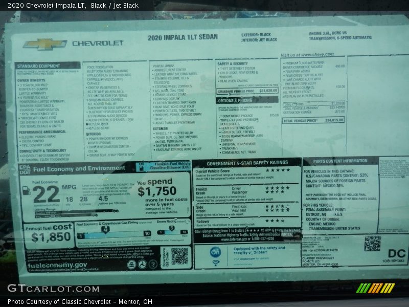 Black / Jet Black 2020 Chevrolet Impala LT
