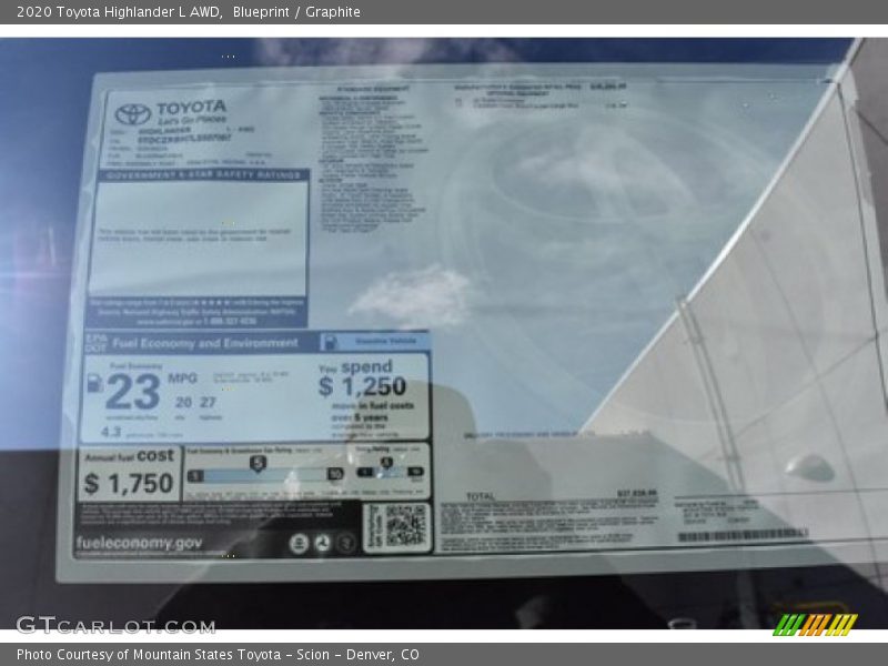 Blueprint / Graphite 2020 Toyota Highlander L AWD