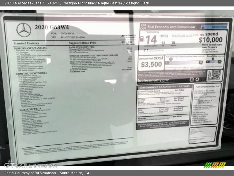 designo Night Black Magno (Matte) / designo Black 2020 Mercedes-Benz G 63 AMG