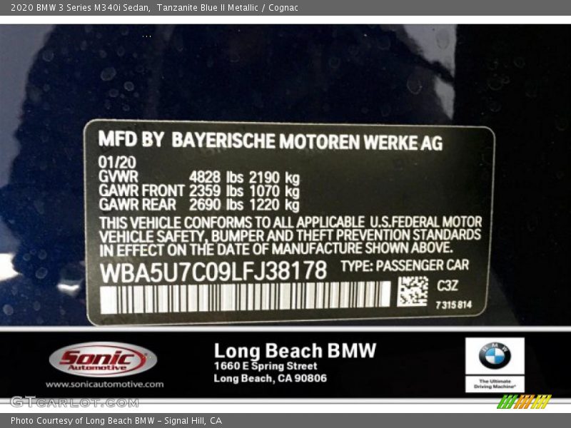 2020 3 Series M340i Sedan Tanzanite Blue II Metallic Color Code C3Z