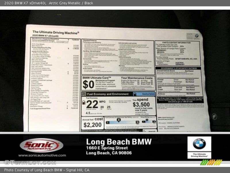 Arctic Grey Metallic / Black 2020 BMW X7 xDrive40i