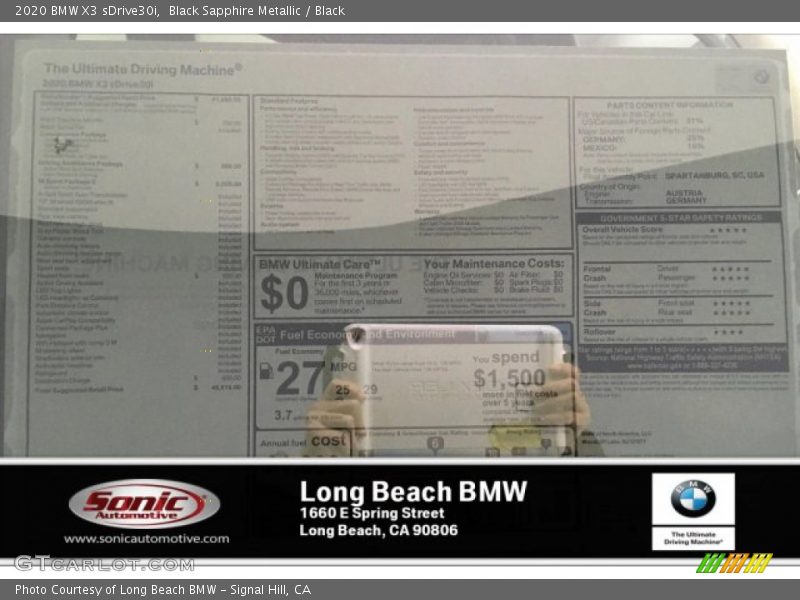 Black Sapphire Metallic / Black 2020 BMW X3 sDrive30i