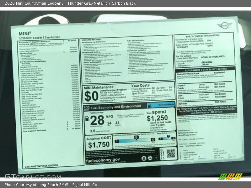  2020 Countryman Cooper S Window Sticker
