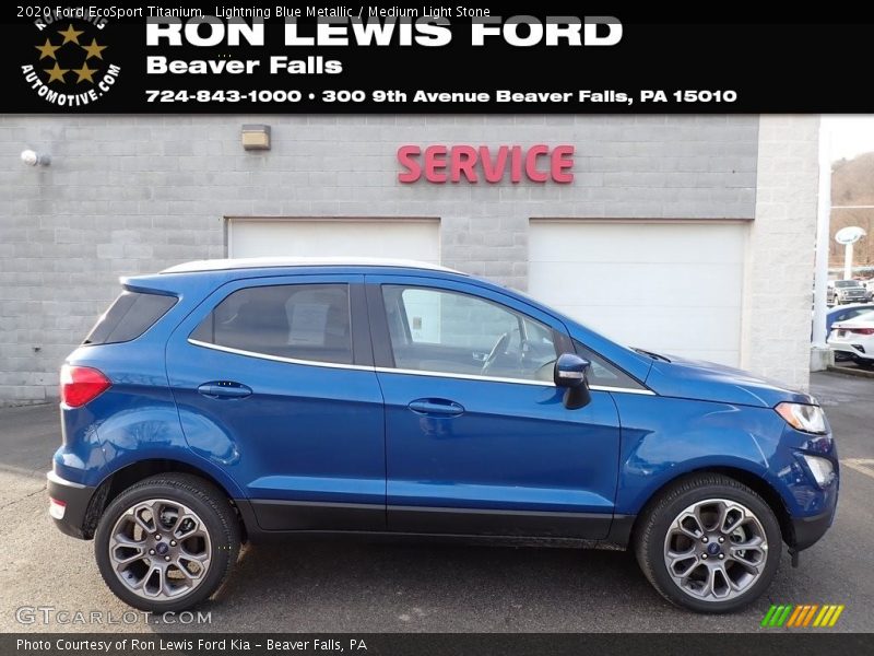Lightning Blue Metallic / Medium Light Stone 2020 Ford EcoSport Titanium