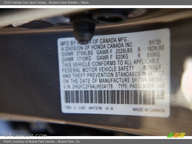 Modern Steel Metallic / Black 2020 Honda Civic Sport Sedan
