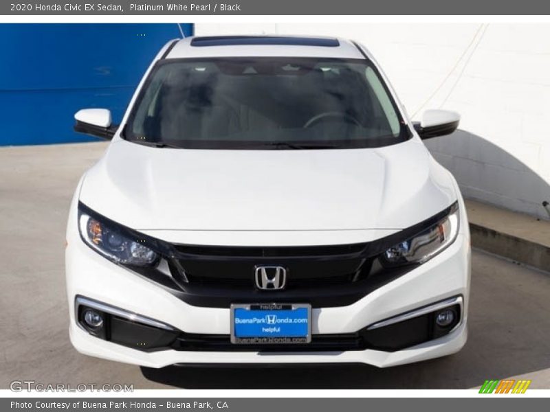 Platinum White Pearl / Black 2020 Honda Civic EX Sedan