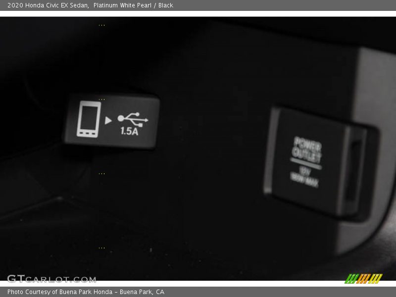 Platinum White Pearl / Black 2020 Honda Civic EX Sedan