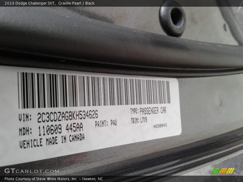 Granite Pearl / Black 2019 Dodge Challenger SXT