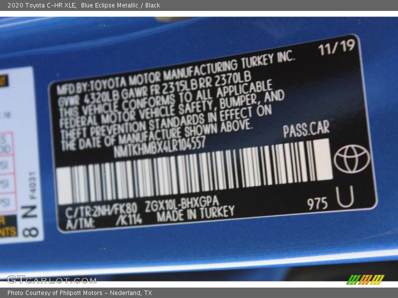 Blue Eclipse Metallic / Black 2020 Toyota C-HR XLE