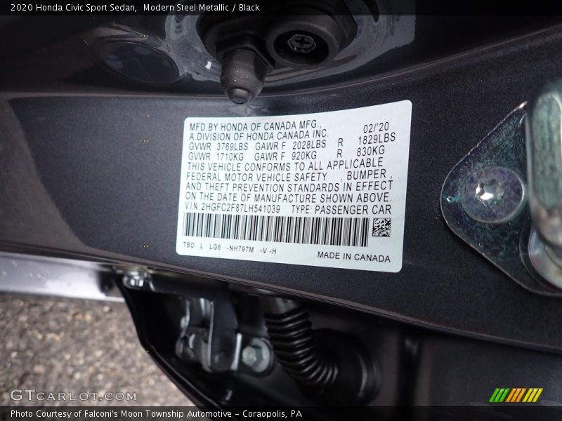 Modern Steel Metallic / Black 2020 Honda Civic Sport Sedan