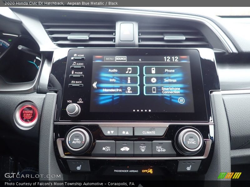 Aegean Blue Metallic / Black 2020 Honda Civic EX Hatchback