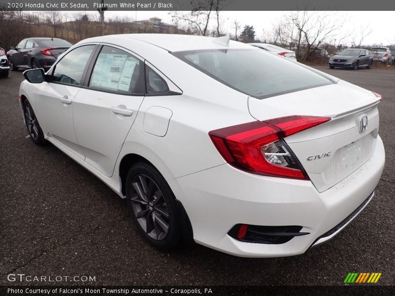 Platinum White Pearl / Black 2020 Honda Civic EX Sedan