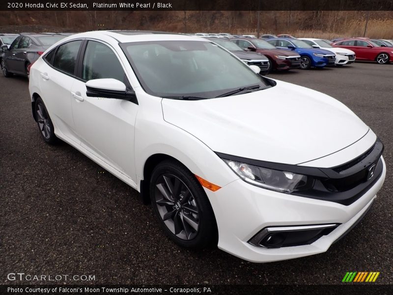 Platinum White Pearl / Black 2020 Honda Civic EX Sedan