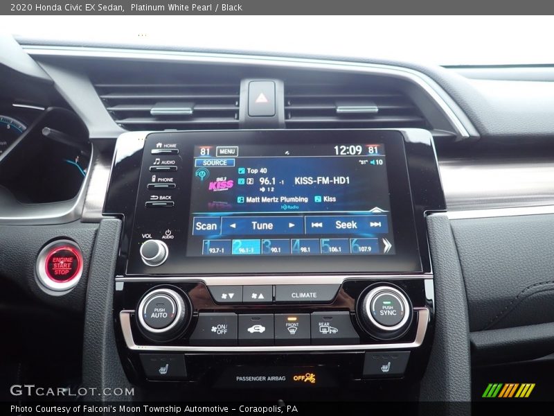 Platinum White Pearl / Black 2020 Honda Civic EX Sedan