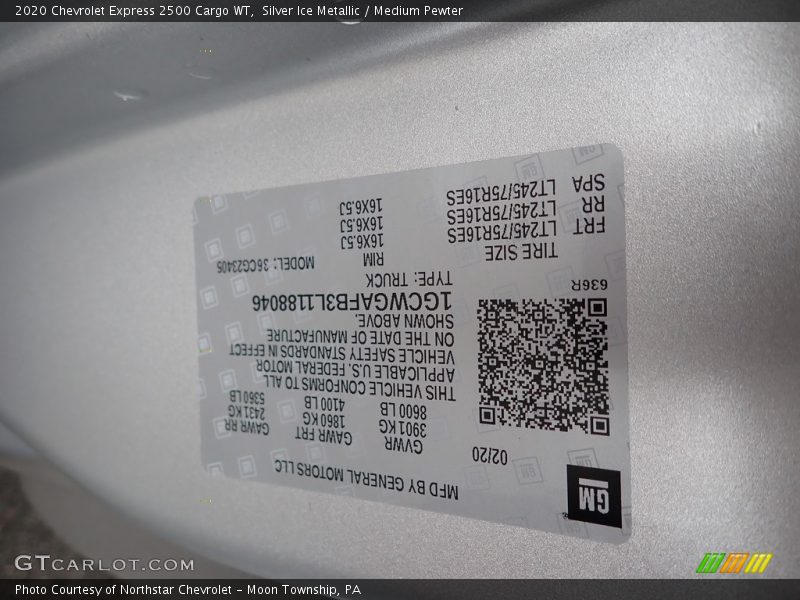 Silver Ice Metallic / Medium Pewter 2020 Chevrolet Express 2500 Cargo WT