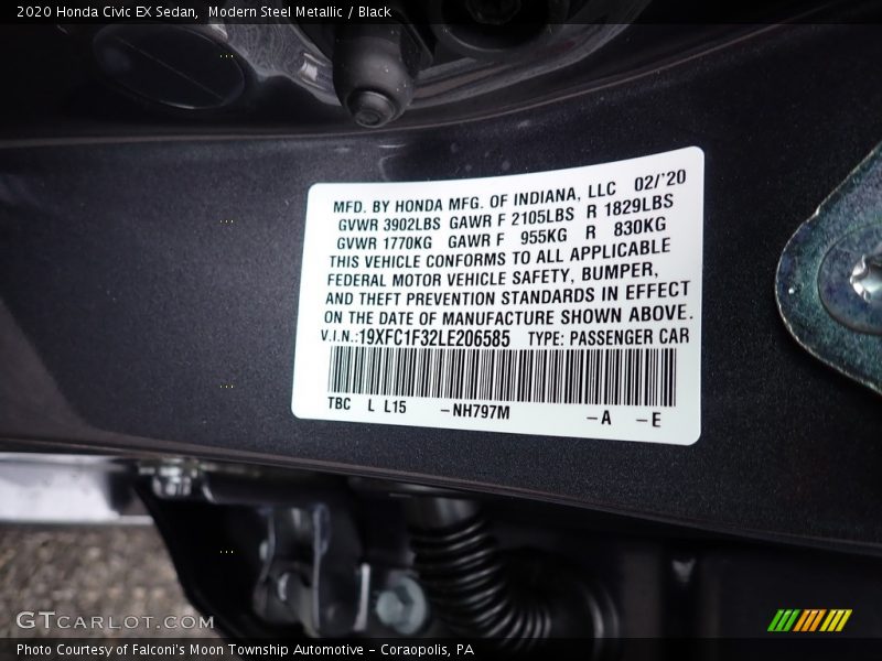 Modern Steel Metallic / Black 2020 Honda Civic EX Sedan