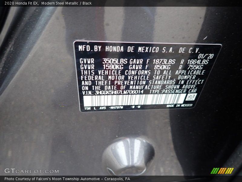 Modern Steel Metallic / Black 2020 Honda Fit EX