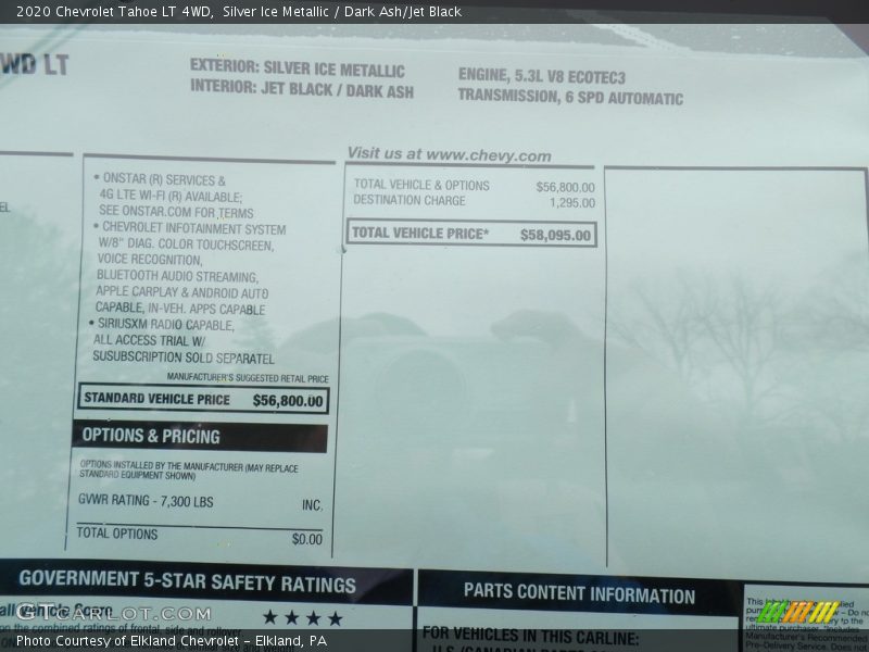 Silver Ice Metallic / Dark Ash/Jet Black 2020 Chevrolet Tahoe LT 4WD
