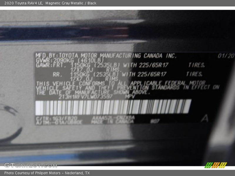 Magnetic Gray Metallic / Black 2020 Toyota RAV4 LE