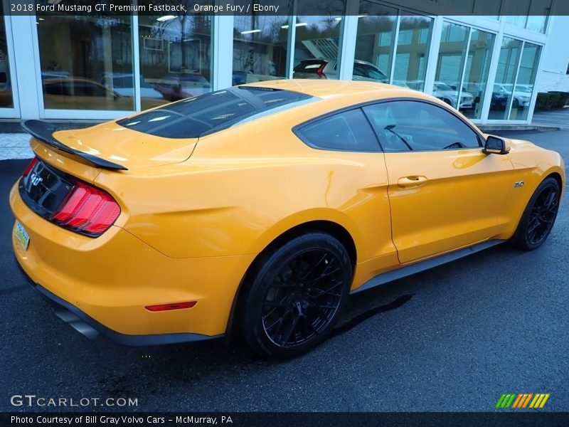 Orange Fury / Ebony 2018 Ford Mustang GT Premium Fastback