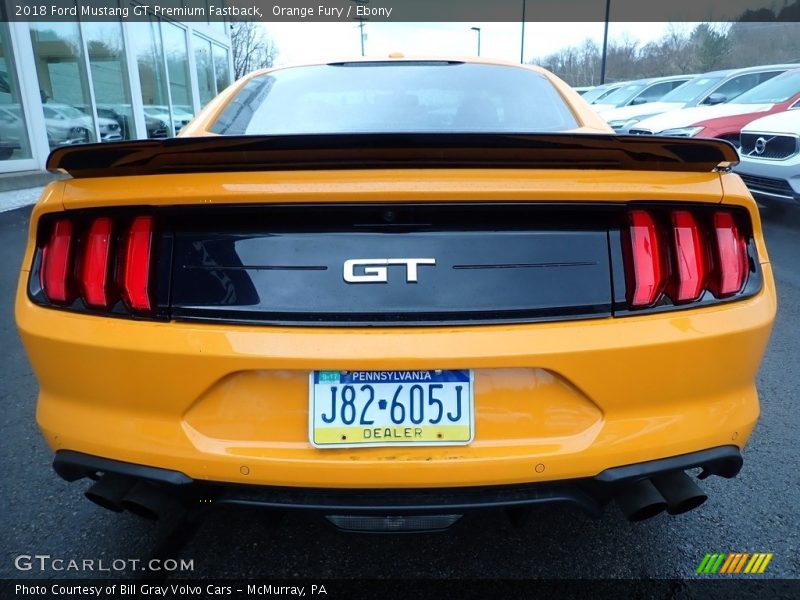 Orange Fury / Ebony 2018 Ford Mustang GT Premium Fastback