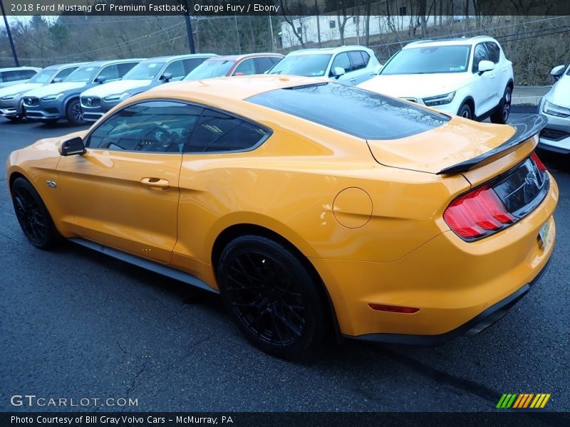 Orange Fury / Ebony 2018 Ford Mustang GT Premium Fastback