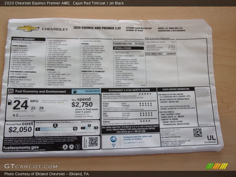 Cajun Red Tintcoat / Jet Black 2020 Chevrolet Equinox Premier AWD