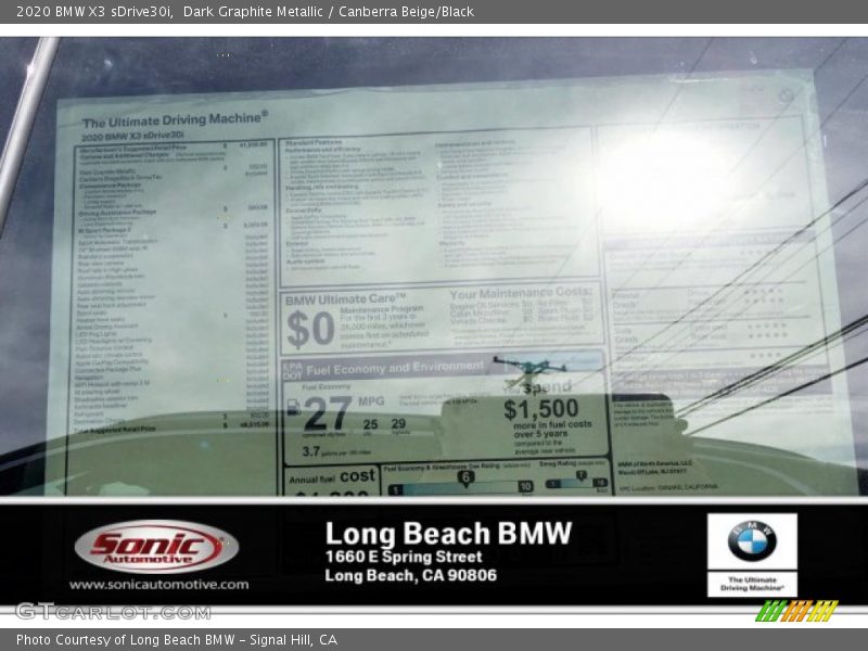 Dark Graphite Metallic / Canberra Beige/Black 2020 BMW X3 sDrive30i