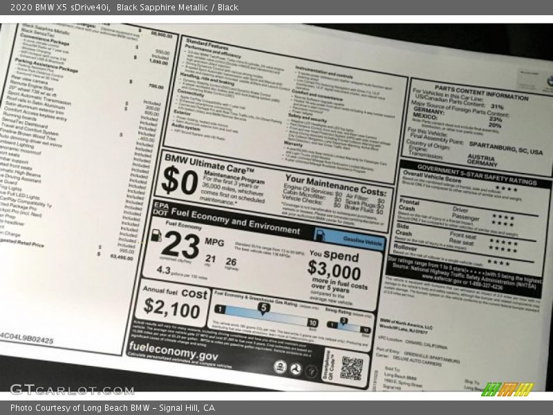 Black Sapphire Metallic / Black 2020 BMW X5 sDrive40i