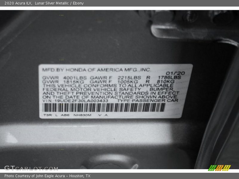Lunar Silver Metallic / Ebony 2020 Acura ILX