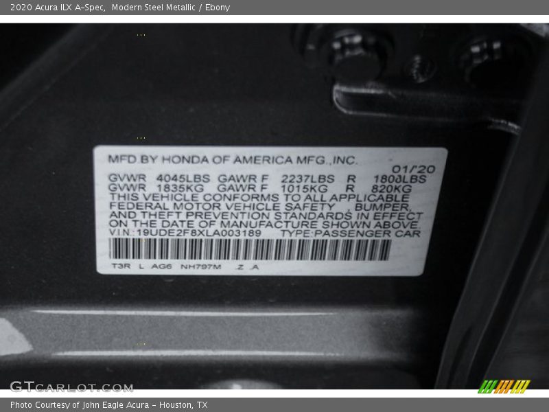 Modern Steel Metallic / Ebony 2020 Acura ILX A-Spec