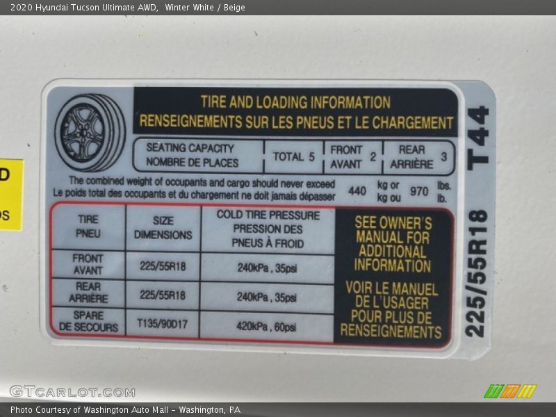 Winter White / Beige 2020 Hyundai Tucson Ultimate AWD