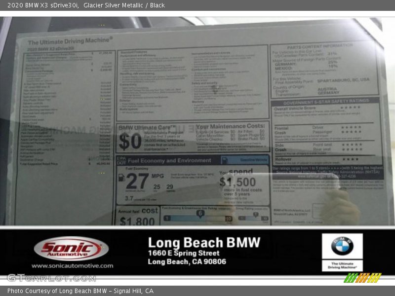 Glacier Silver Metallic / Black 2020 BMW X3 sDrive30i