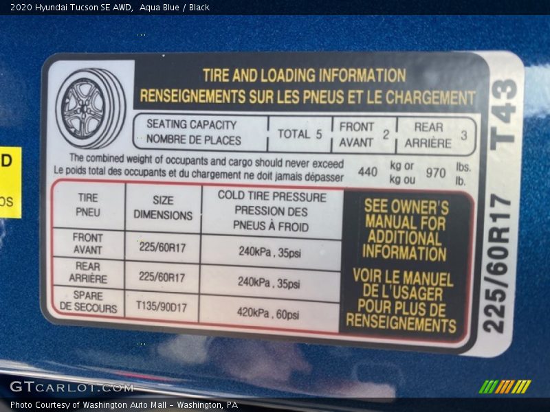 Aqua Blue / Black 2020 Hyundai Tucson SE AWD